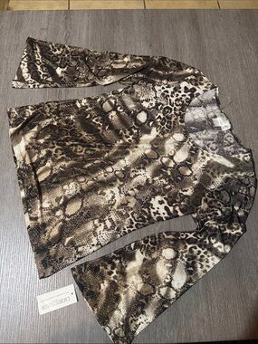 Lauren Ralph Lauren Brown Multi Snakeskin Print Top